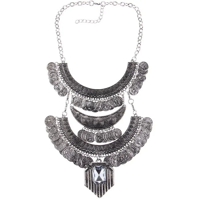 Ztech Boho Antique Coin Necklace for Women African Statement Tibetan Long Tassel Necklaces &amp; Pendant Bohemian Maxi Jewelry Women